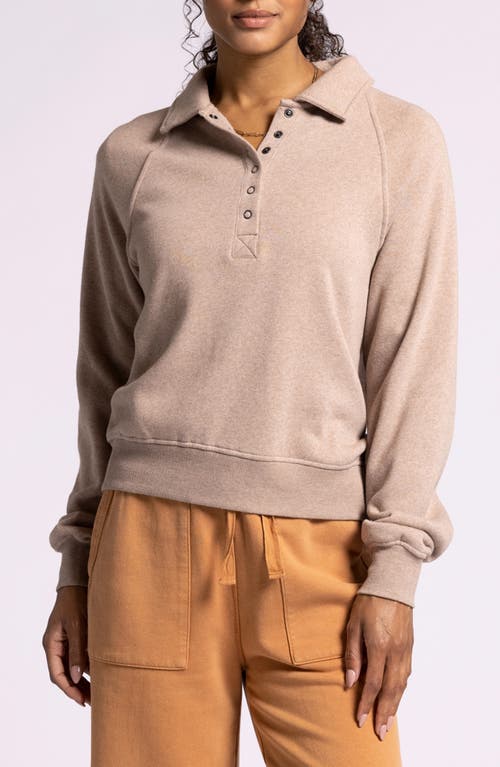 Shop Thread & Supply Priscilla Cotton Blend Polo Sweatshirt In Clove Heather