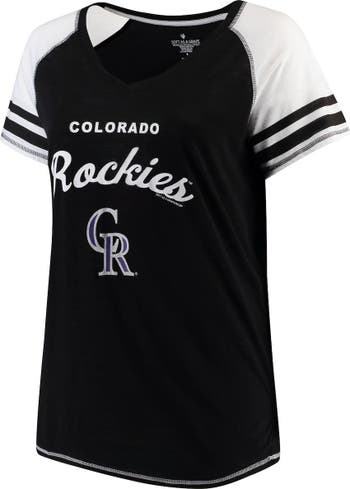 Women's G-III 4Her by Carl Banks White Colorado Rockies Team Graphic Fitted T-Shirt
