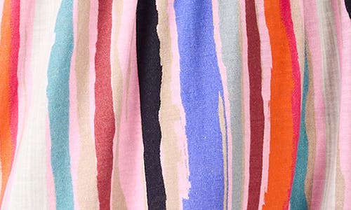 Nzt By Nic+zoe Painted Stripe Tiered Midi Sundress In Pink Multi