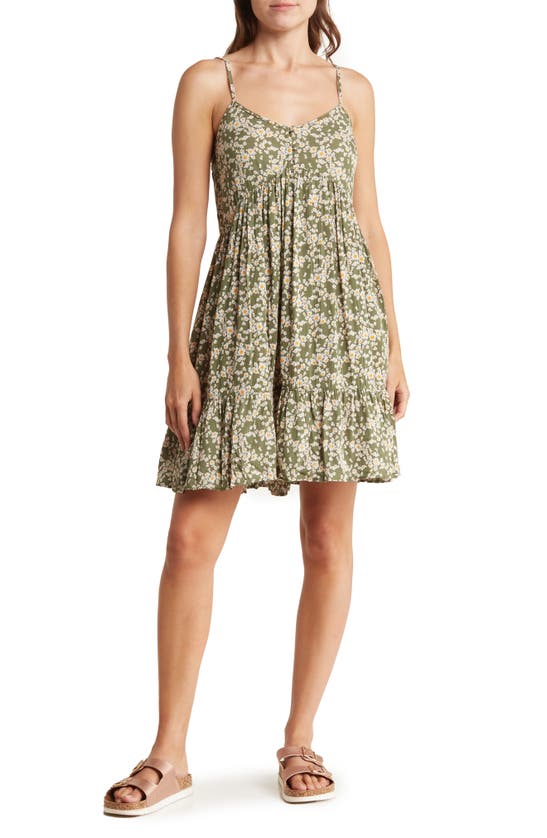 Angie Tiered V-neck Dress In Olive