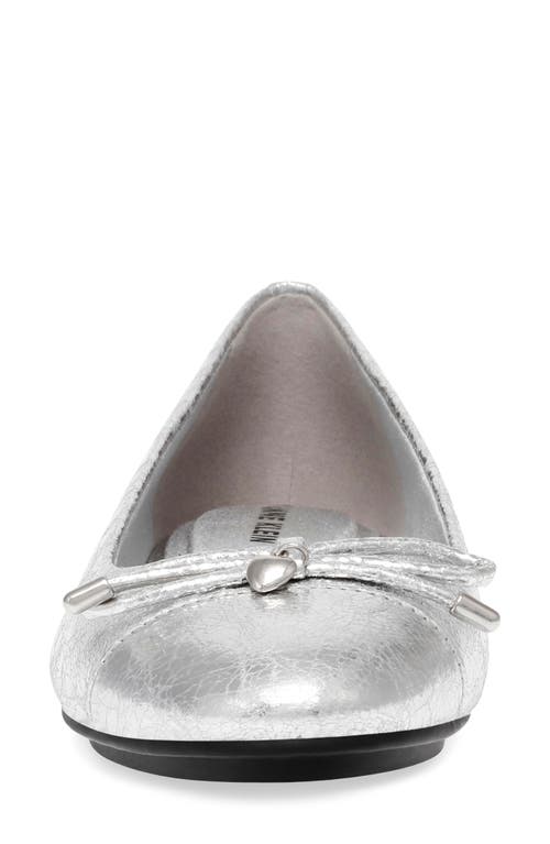 Shop Anne Klein Luci Cap Toe Ballet Flat In Silver Textured