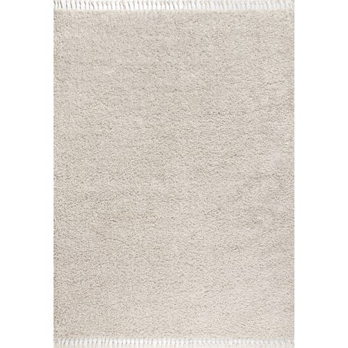Jonathan Y Mercer Shag Plush Tassel Area Rug In Cream