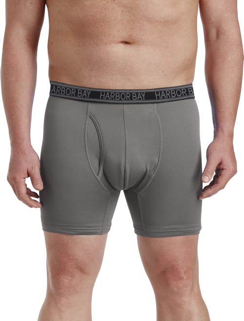 Harbor Bay Tech Stretch Solid Boxer Briefs In Grey Pinstripe