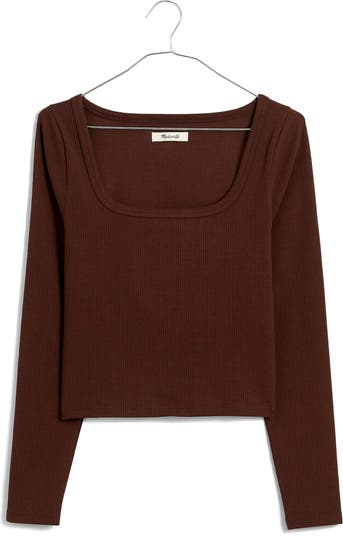 Sleekhold Square Neck Long Sleeve Crop Top