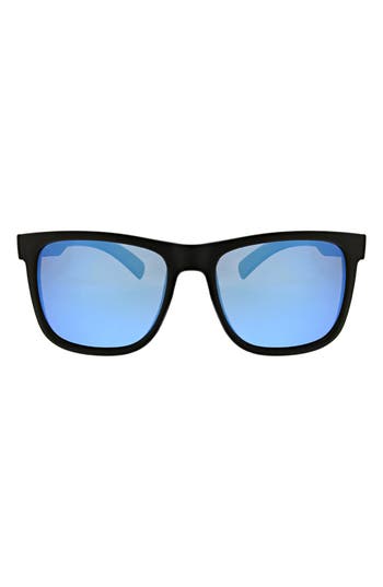 Hurley 56mm Polarized Square Sunglasses In Matte Black/blue