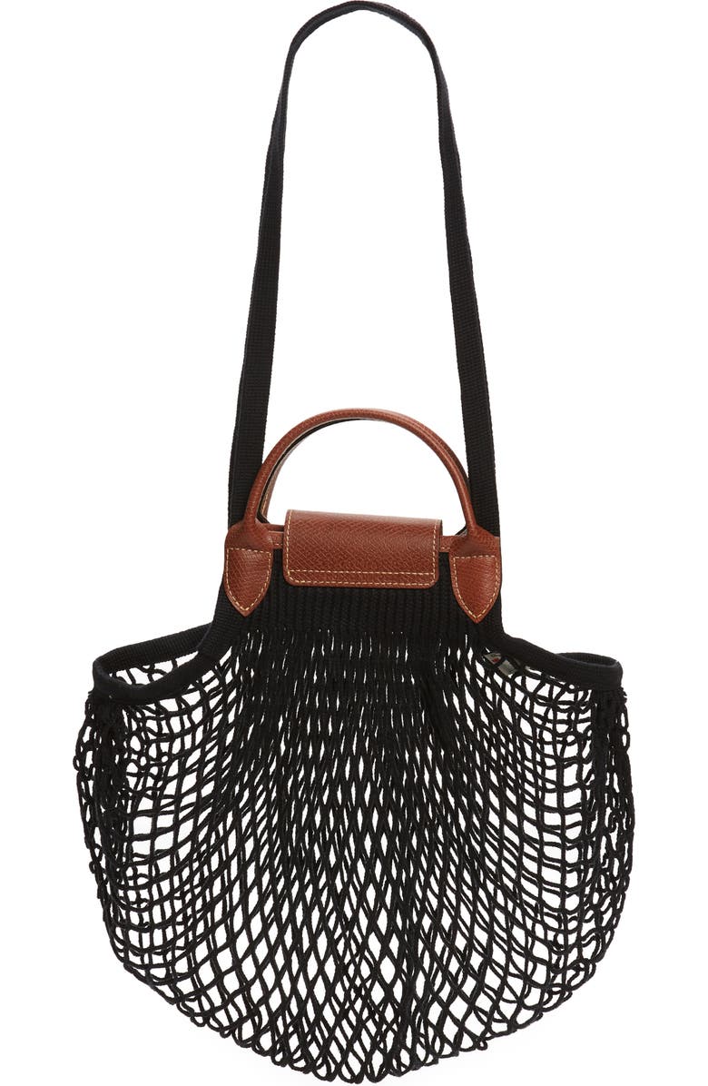 Longchamp Le Pliage Filet Knit Shoulder Bag, Alternate, color, Black