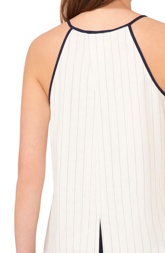 Shop Halogen (r) Piped Linen Blend Tank In New Ivory Stripe