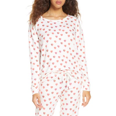 Pj Salvage Heart Print Pajama Top, Ivory