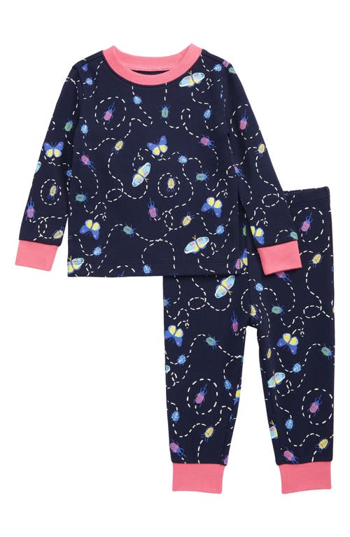 Tucker + Tate Glow in the Dark Two-Piece Fitted Pajamas in Navy Peacoat Bugs Glow