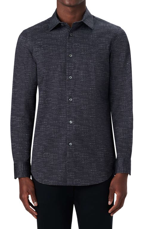 Bugatchi OoohCotton Button-Up Shirt in Black at Nordstrom, Size Xxx-Large