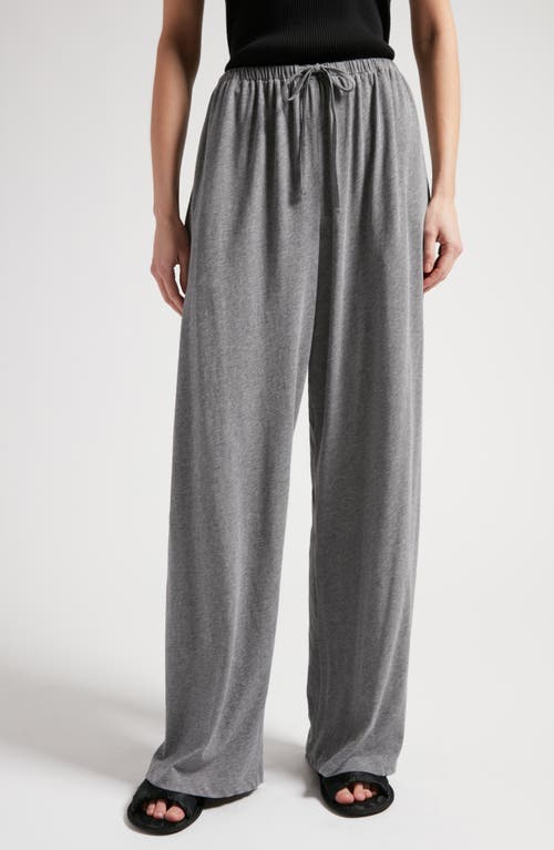 Shop The Row Lanuit Wide Leg Organic Cotton Jersey Drawstring Pants In Pietra Melange