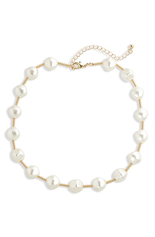 Shop Tasha Imitation Pearl Station Necklace In Gold/pearl