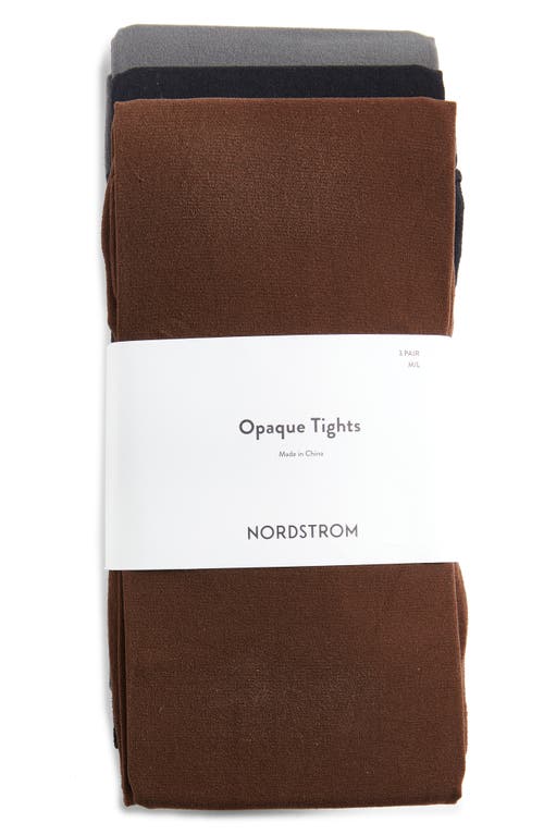 Shop Nordstrom Assorted 3-pack Opaque Tights In Black -brown Multi