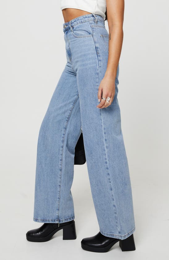 Shop Princess Polly Nicolo High Waist Straight Leg Jeans In Blue