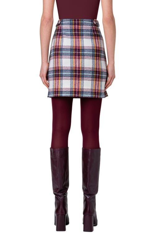 Akris Punto Tartan Plaid Virgin Wool Flannel Skirt In Grey/white Multi