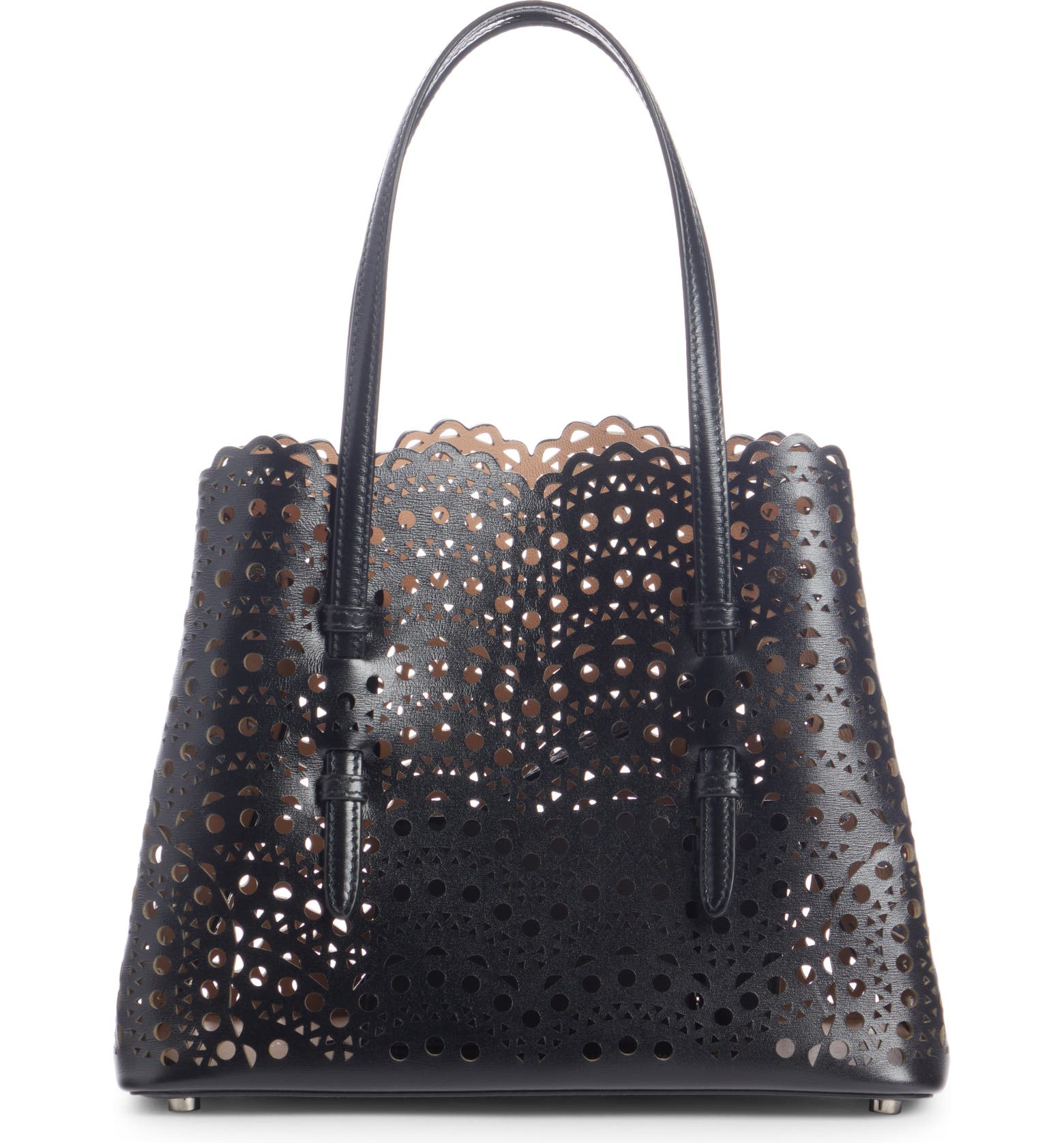 Black Alaia Laser-Cut Leather Tote Bag 