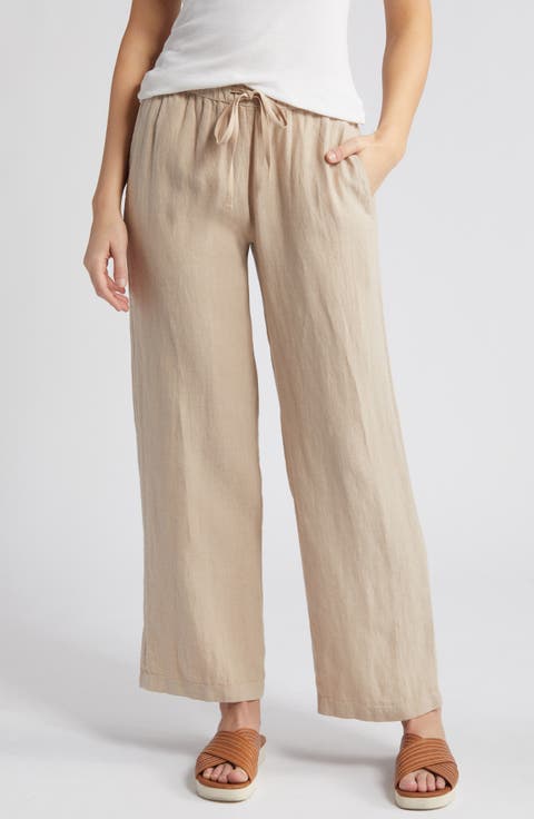 Drawstring Straight Leg Linen Pants