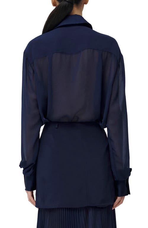 Simkhai Vinka Pleated Button-up Shirt In Midnight