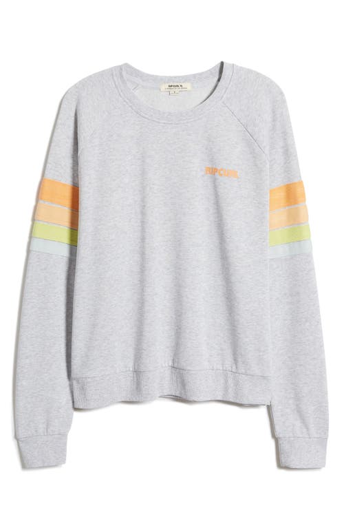 Rip Curl High Tide Stripe Raglan Sleeve Sweatshirt In Light Grey Heather