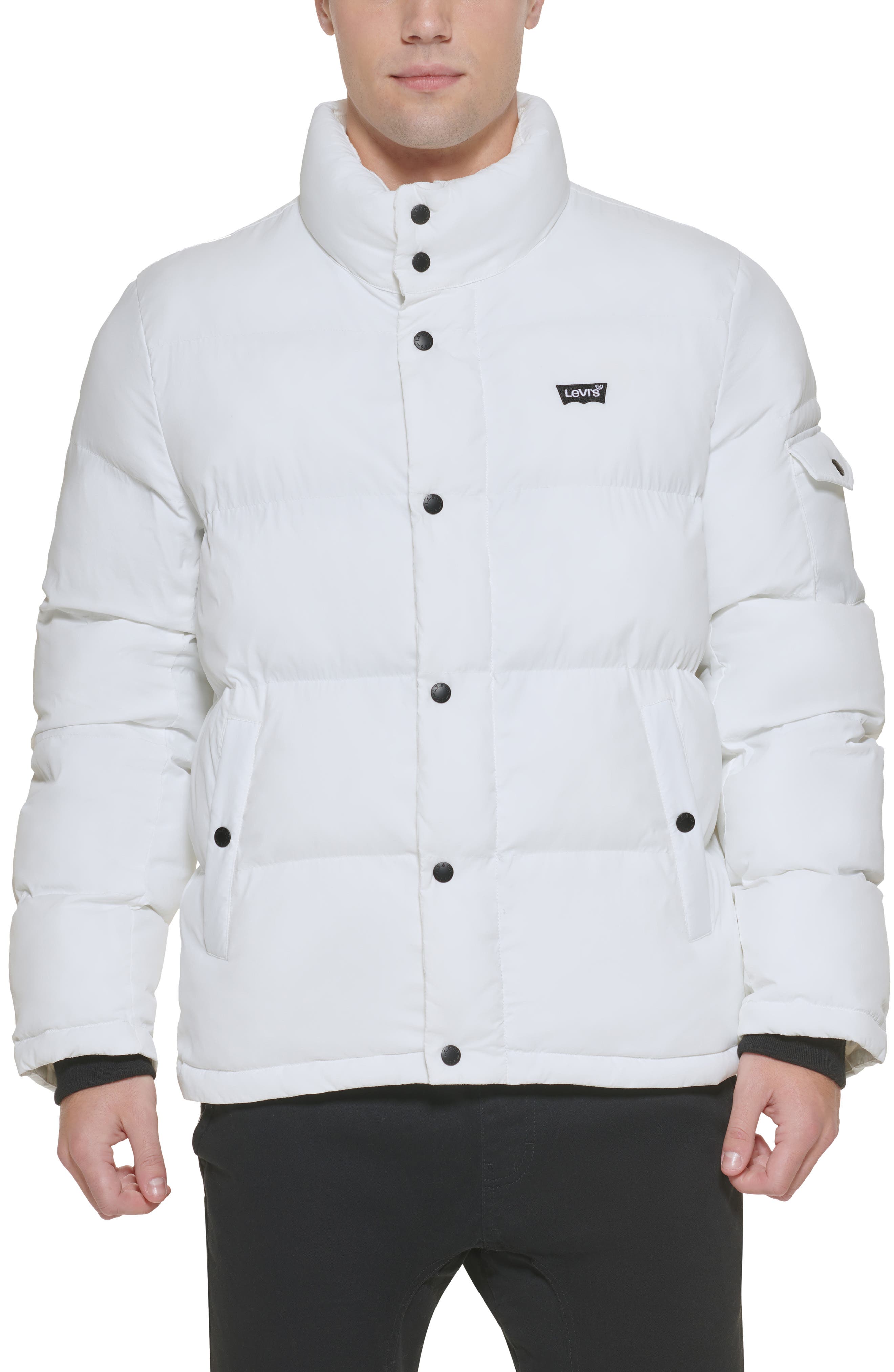 all white bubble coat