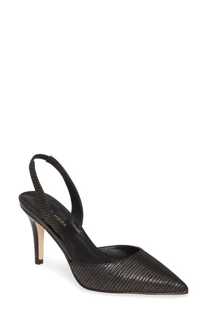 Click to view more detailed imagery on our partner's website Pelle Moda Ima Pointed Toe Slingback Pump In Black Leather