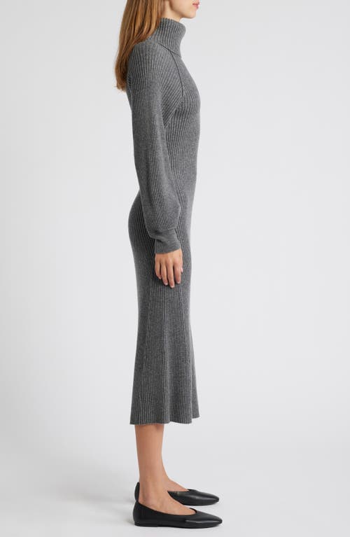 Shop Rails Carrie Turtleneck Long Sleeve Wool Blend Midi Sweater Dress In Heather Charcoal