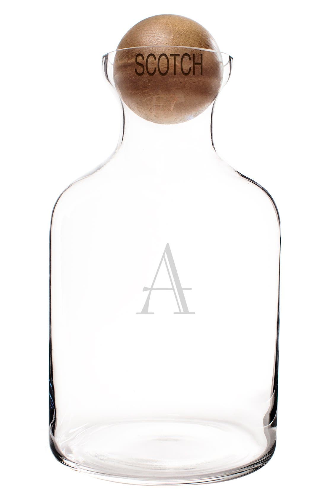 Cathy's Concepts Personalized Glass Scotch Decanter & Wood Stopper