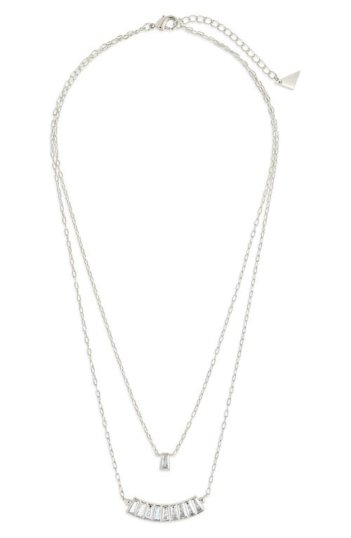 Sterling Forever Lillian Cubic Zirconia Charm Layered Necklace In Silver