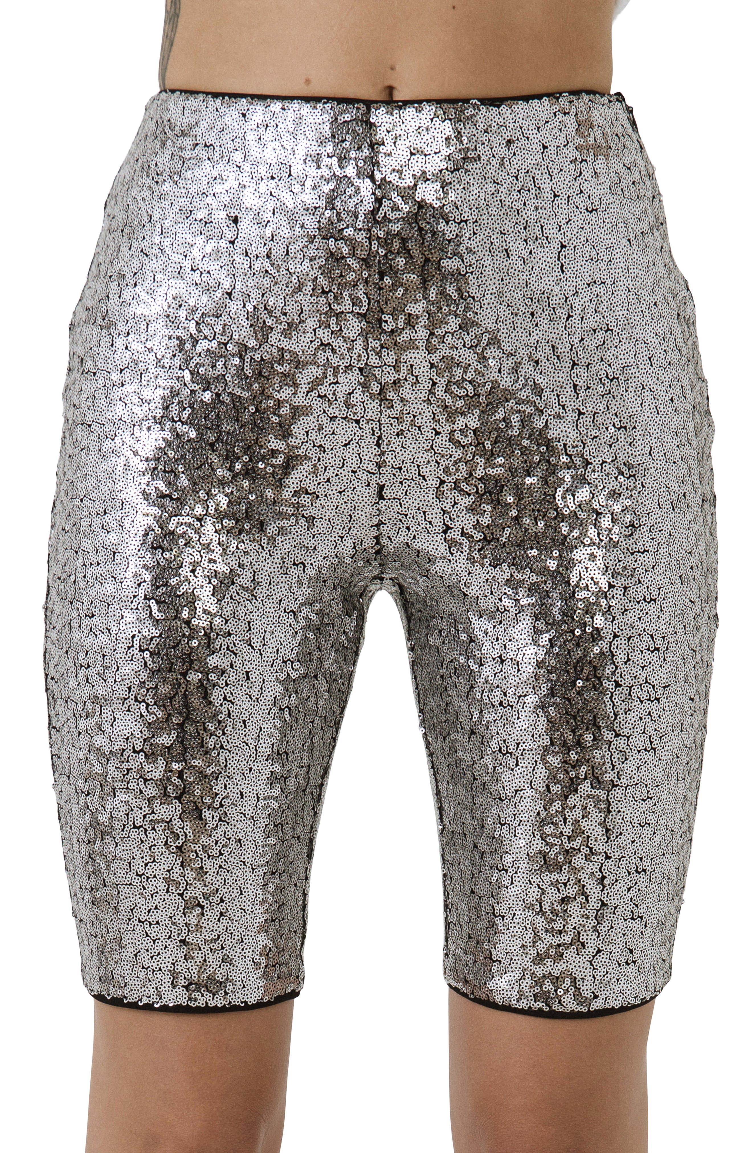 sequin silver shorts