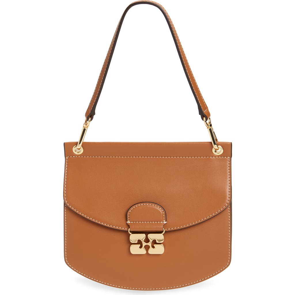 Ganni Womens Caramel Cafe Apo-g Small Recycled-leather Blend Cross-body Bag In Caramel Cafe