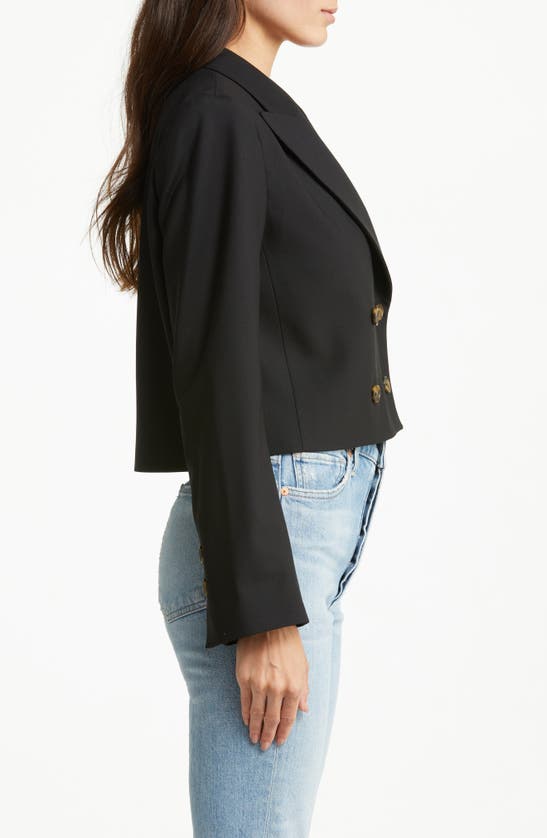 Twp Perfect Waiter Double Breasted Stretch Wool Crop Blazer In Black