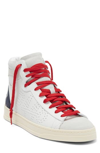 P448 Taylor High Top Sneaker In White/blue