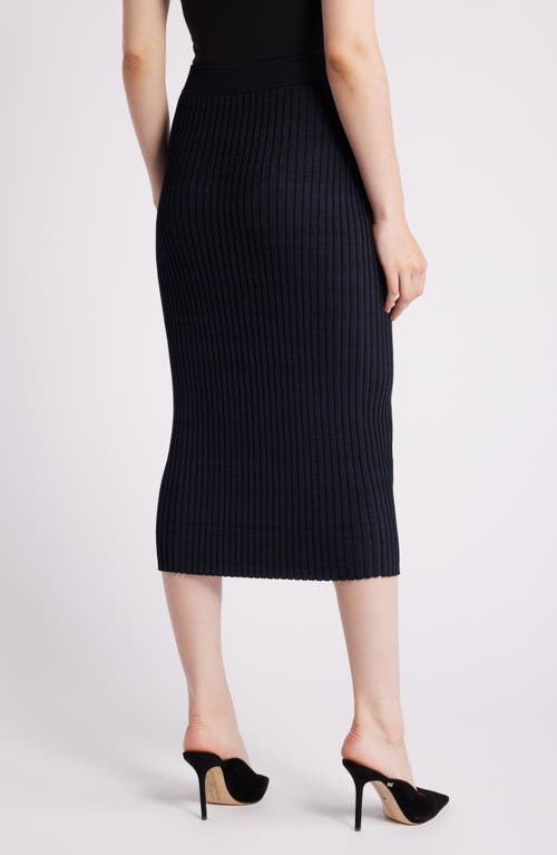 Shop Hugo Boss Boss Farmina Midi Sweater Skirt In Black Stripe