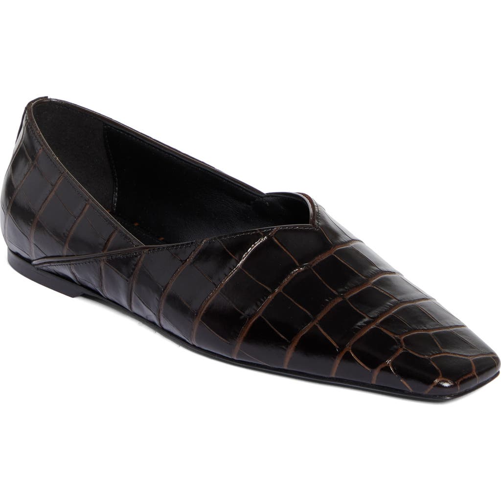 Totême Toteme Croc-embossed Leather The Everyday Ballet Flats In Dark Brown