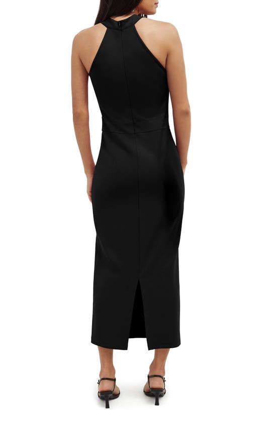 Shop Marcella Sonata Ponte Knit Midi Cocktail Dress In Black
