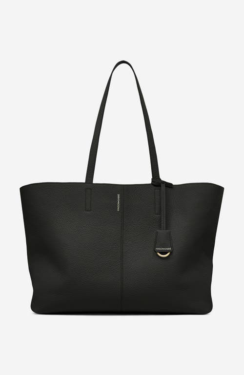 Maison De Sabre Maison De Sabré Large Leather Zipped Soft Tote In Black Caviar