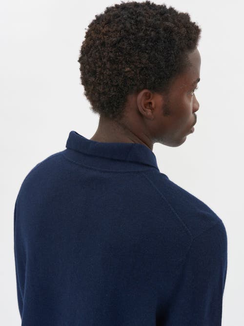 Shop Gobi Cashmere Polo Neck Sweater In True Navy