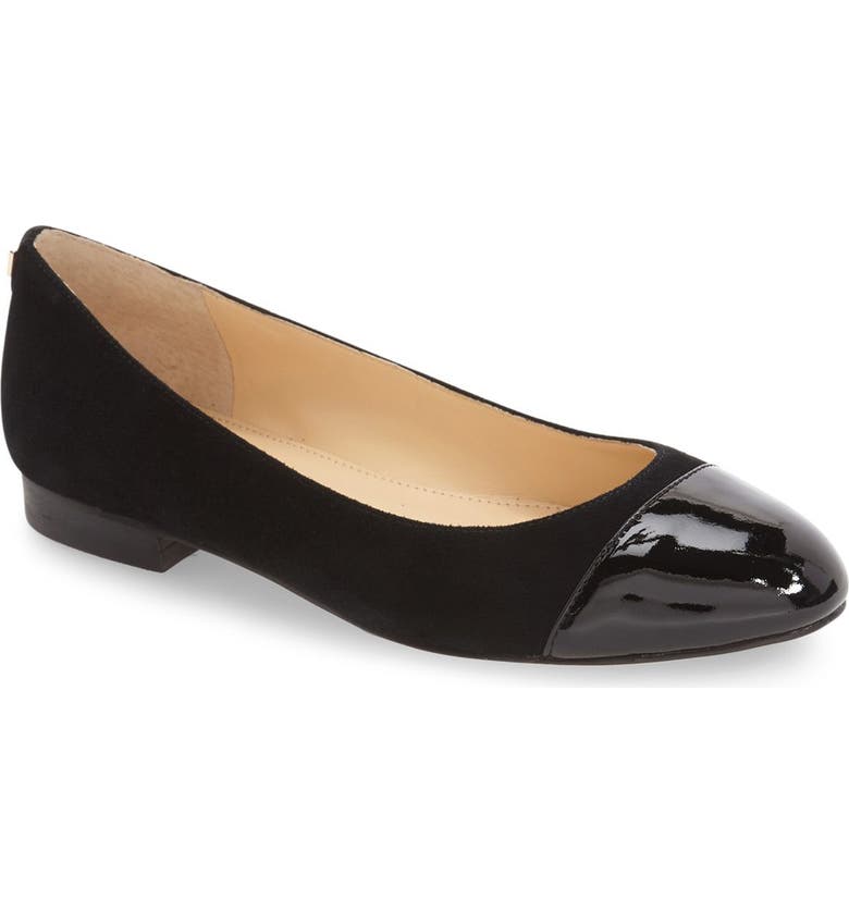 IVANKA TRUMP 'Jocelyn' Cap Toe Flat, Main, color, BLACK/ BLACK SUEDE