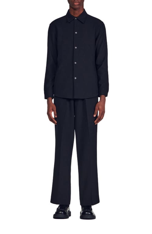 Sandro Long Sleeved Jersey Shirt In Black