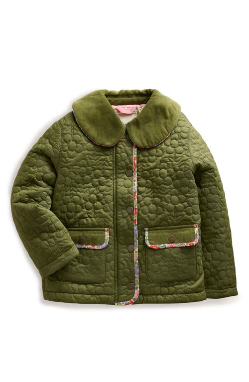 Shop Mini Boden Kids' Classic Quilted Jacket In Woodland Moss Green