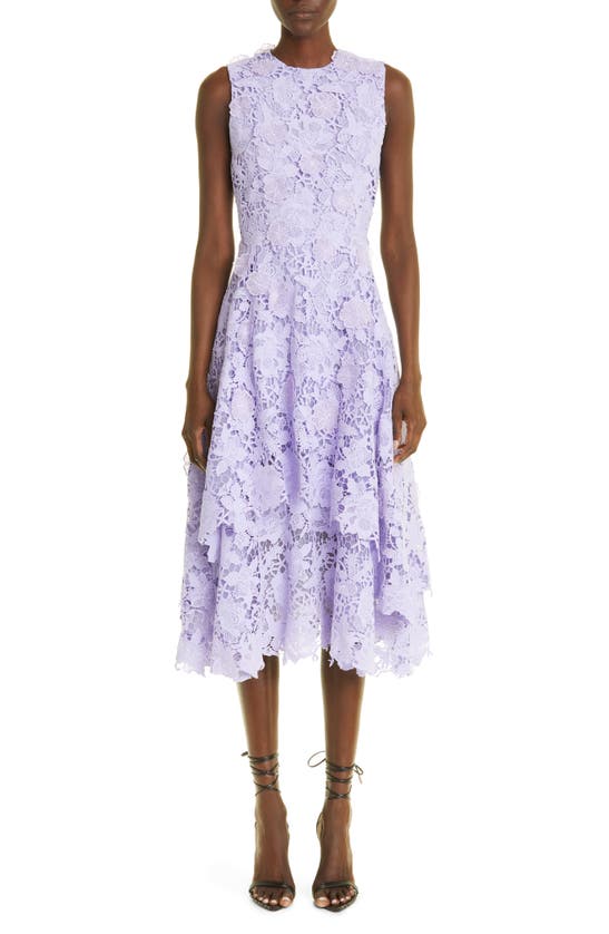 Jason Wu Floral Guipure Cotton Sleeveless Dress In Lavender