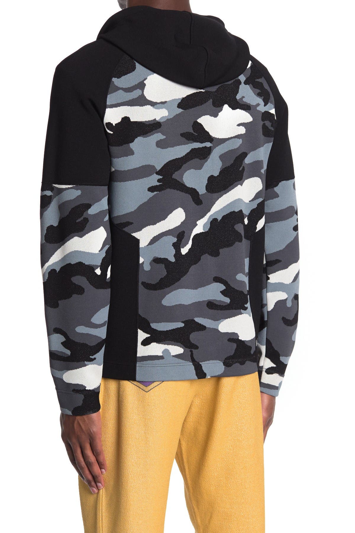 Valentino Camo Zip Front Hoodie In Camou Grey