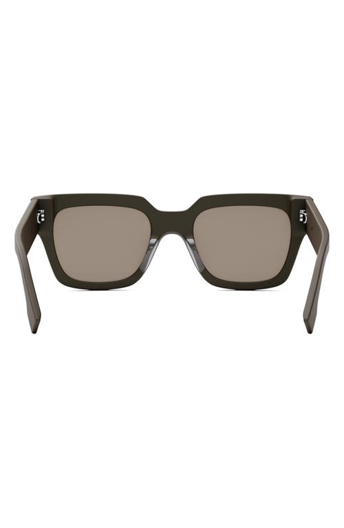 Shop Fendi 'graphy 51mm Geometric Sunglasses In Matte Light Brown/brown