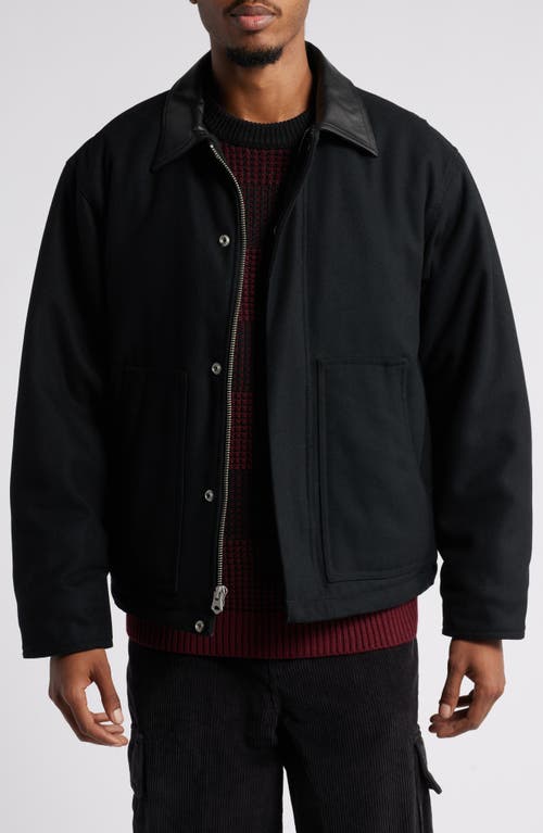 Shop Obey Chisel Quilted Lining Melton Wool Blend Jacket In Black