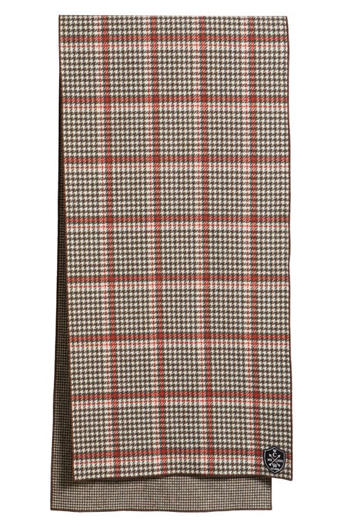 Clifton Wilson Houndstooth Check Double Face Wool Scarf In Brown