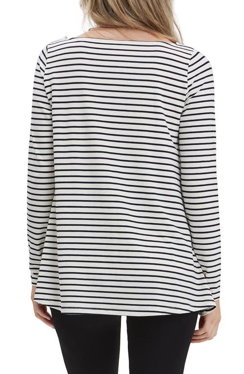 Shop Nom Maternity Nicolette Maternity Top In White/navy Stripe