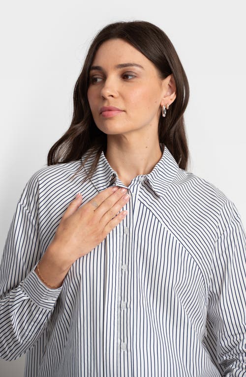 Shop Seraphine Pinstripe Maternity/nursing Button-up Shirt In White