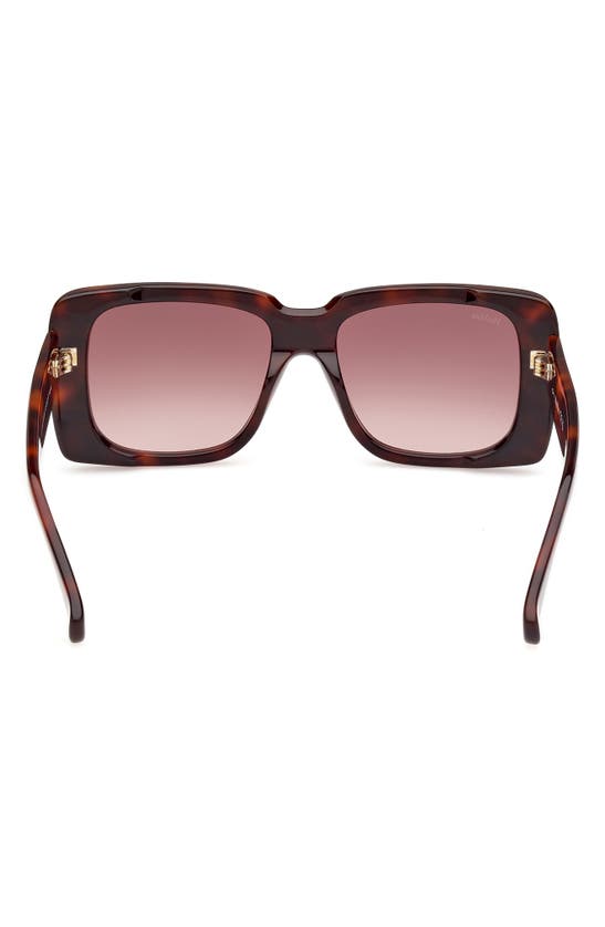 Shop Max Mara 53mm Rectangular Sunglasses In Dark Havana / Brown