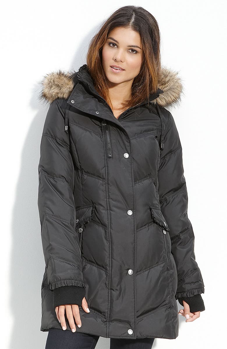 Betsey Johnson Quilted Down Parka with Faux Fur Trim | Nordstrom