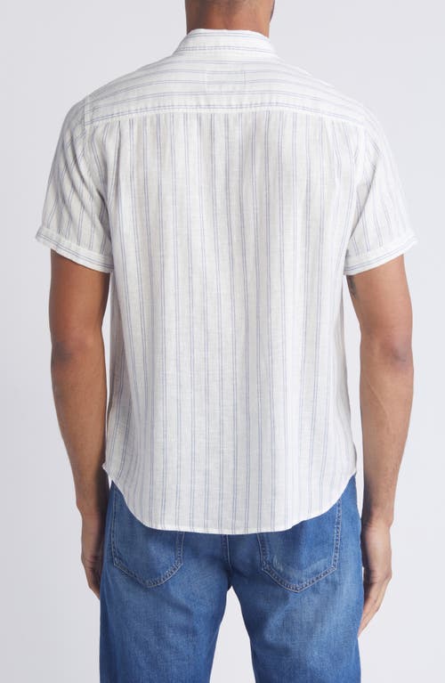 Shop Rails Regular Fit Carson Linen Blend Short Sleeve Button-up Shirt In Atwater Stripe Ivory